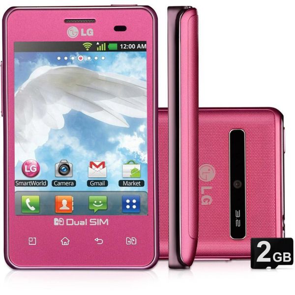 LG T375 Desbloqueado Rosa Dual Chip Câmera de 2.0MP.